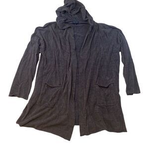 Barefoot Dreams CozyChic Lite Hooded Grey Cardigan Size 3X w Pockets